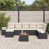Ensemble de canapé de jardin avec coussin 8 pcs Noir polyrotin 528229528229