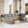 Ensemble de canapé de jardin avec coussin 7 pcs Beige polyrotin 528230528230