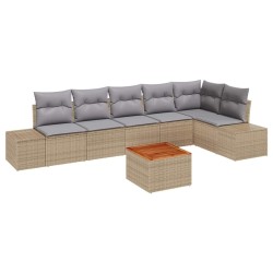 Ensemble de canapé de jardin avec coussin 7 pcs Beige polyrotin 528230528230