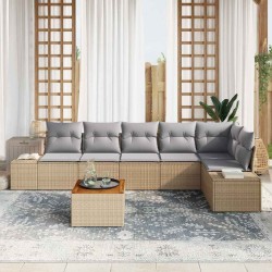 Ensemble de canapé de jardin avec coussin 7 pcs Beige polyrotin 528230528230