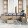Ensemble de canapé de jardin avec coussin 7 pcs Beige polyrotin 528230528230