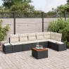 Ensemble de canapé de jardin avec coussin 7 pcs Noir polyrotin 528234528234