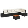 Ensemble de canapé de jardin avec coussin 7 pcs Noir polyrotin 528234528234