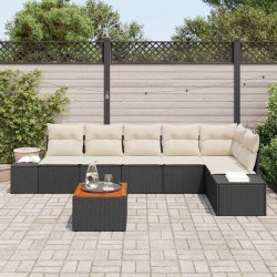 Ensemble de canapé de jardin avec coussin 7 pcs Noir polyrotin 528234528234