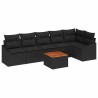 Ensemble de canapé de jardin avec coussin 7 pcs Noir polyrotin 528236528236