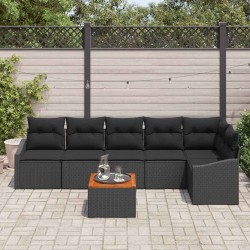Ensemble de canapé de jardin avec coussin 7 pcs Noir polyrotin 528236528236