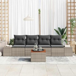 Ensemble de canapé de jardin avec coussin 5 pcs Gris polyrotin 528237528237