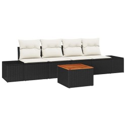 Ensemble de canapé de jardin avec coussin 5 pcs Noir polyrotin 528238528238