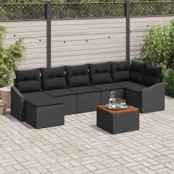 Ensemble de canapé de jardin avec coussin 8 pcs Noir polyrotin 528239528239