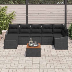 Ensemble de canapé de jardin avec coussin 8 pcs Noir polyrotin 528239528239