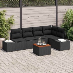 Ensemble de canapé de jardin avec coussin 6 pcs Noir polyrotin 528245528245