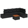 Ensemble de canapé de jardin avec coussin 6 pcs Noir polyrotin 528245528245
