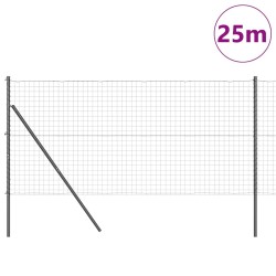 Clôture avec poteau Gris 1,2 x 25 m Acier et PVC 528253528253