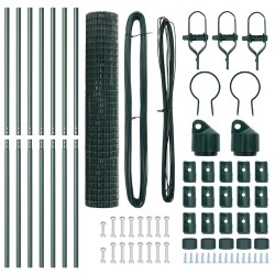 Clôture avec poteau Vert 1,5 x 10 m Acier et PVC 528473528473