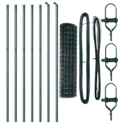 Clôture avec poteau Vert 1,2 x 10 m Acier et PVC 528476528476