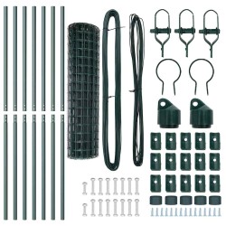 Clôture avec poteau Vert 1,2 x 10 m Acier et PVC 528476528476