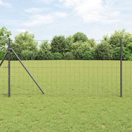 Clôture avec poteau Gris 1,4 x 10 m Acier et PVC 528492528492