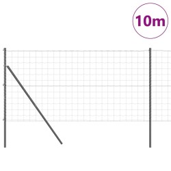 Clôture avec poteau Gris 1,4 x 10 m Acier et PVC 528492528492