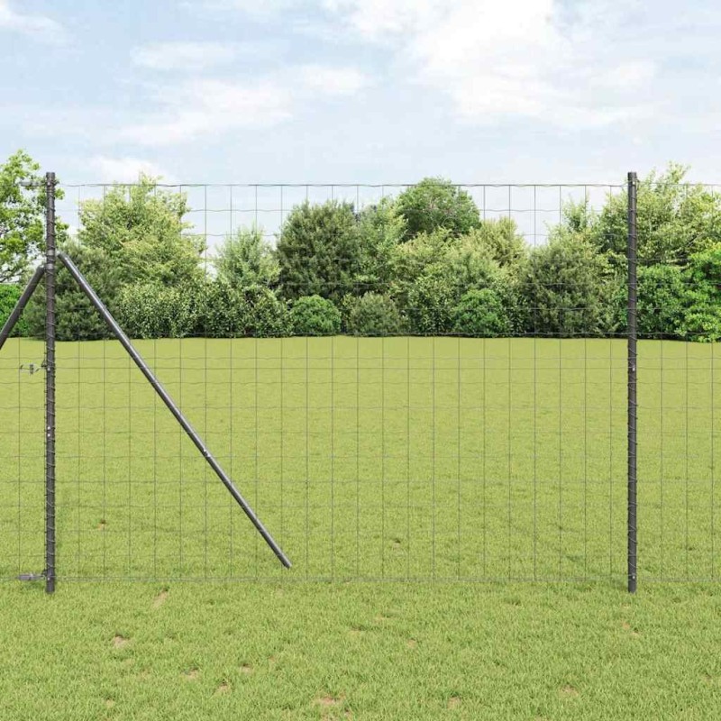 Clôture avec poteau Gris 1,6 x 10 m Acier et PVC 528501528501