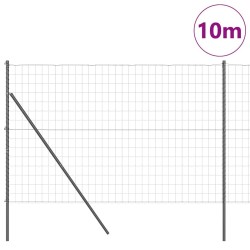Clôture avec poteau Gris 1,5 x 10 m Acier et PVC 528506528506