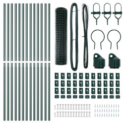 Clôture avec poteau Vert 1,2 x 25 m Acier et PVC 528598528598