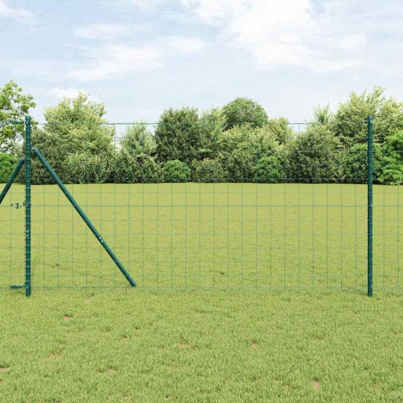 Clôture avec poteau Vert 1,4 x 10 m Acier et PVC 528605528605