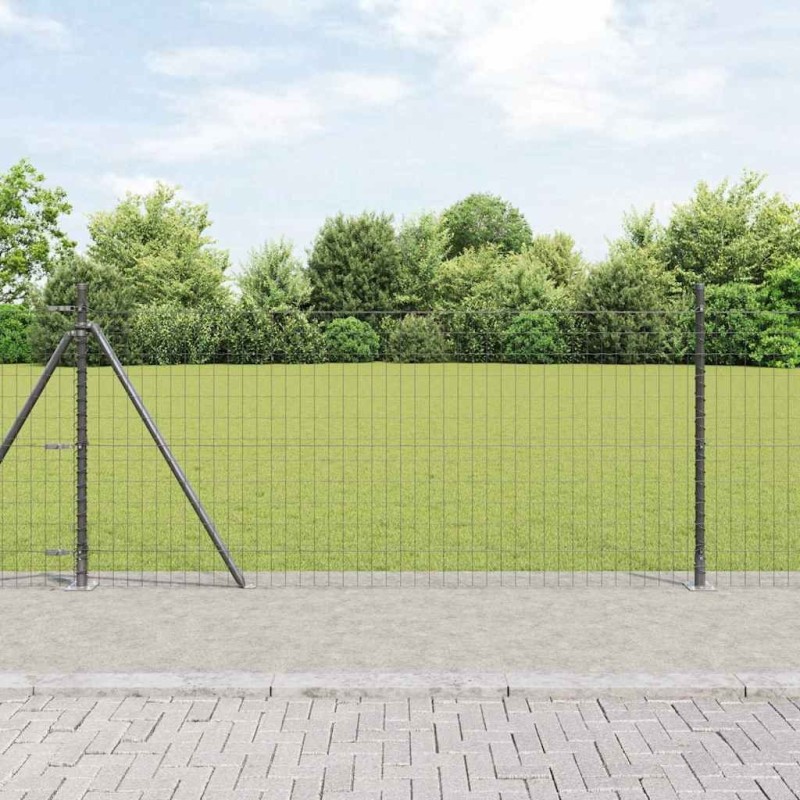 Clôture avec poteau Gris 0,8 x 10 m Acier et PVC 528615528615