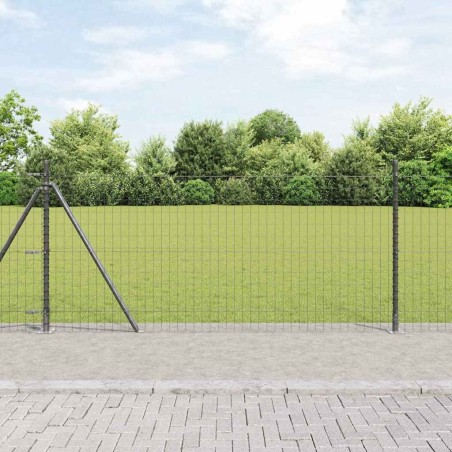 Clôture avec poteau Gris 1 x 10 m Acier et PVC 528616528616