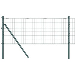 Clôture avec poteau Vert 0,6 x 10 m Acier et PVC 528625528625