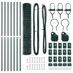 Clôture avec poteau Vert 1,5 x 10 m Acier et PVC 528630528630