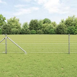 Clôture avec poteau Argenté 0,4 x 25 m Acier 528631528631