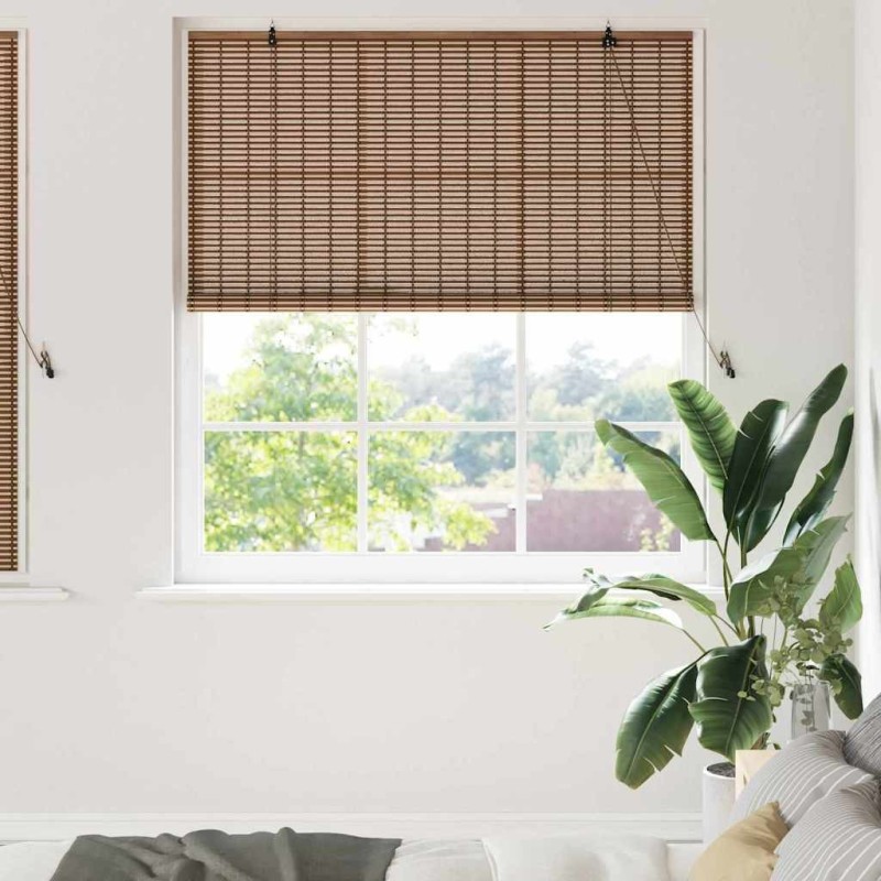 Store enrouleur avec des rideaux Marron 150 x 160 cm Bambou 528639528639