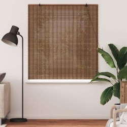 Store enrouleur avec des rideaux Marron 140 x 160 cm Bambou 528640528640