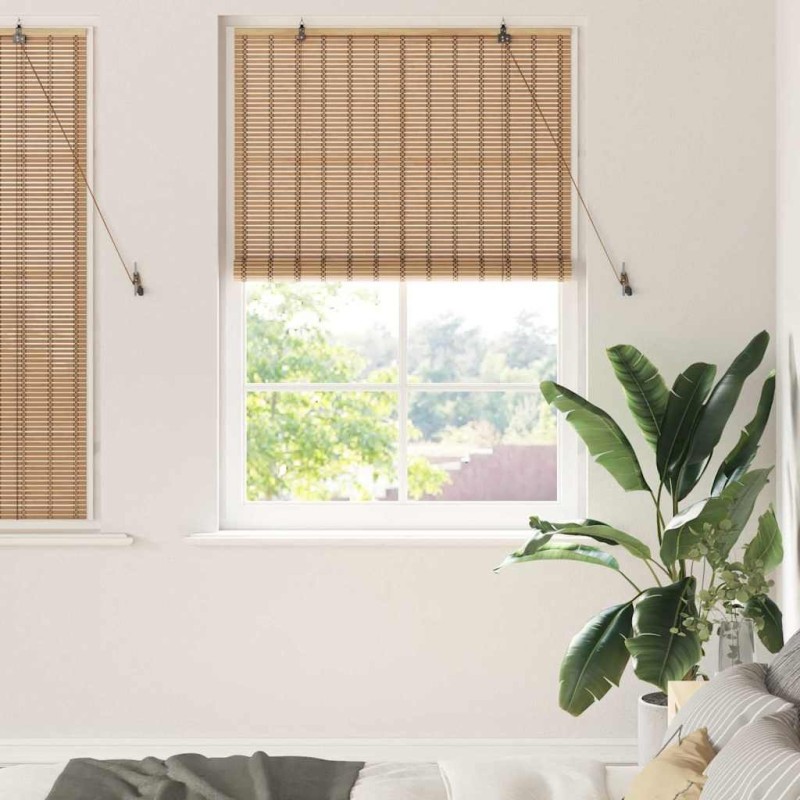 Store enrouleur avec des rideaux Nature 120 x 160 cm Bambou 528645528645