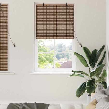 Store enrouleur avec des rideaux Marron 90 x 160 cm Bambou 528647528647