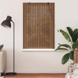Store enrouleur avec des rideaux Marron 90 x 160 cm Bambou 528647528647