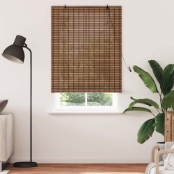 Store enrouleur avec des rideaux Marron 120 x 220 cm Bambou 528654528654