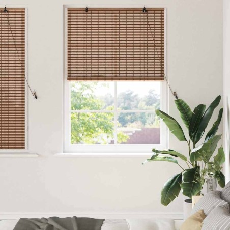 Store enrouleur avec des rideaux Marron 110 x 160 cm Bambou 528657528657