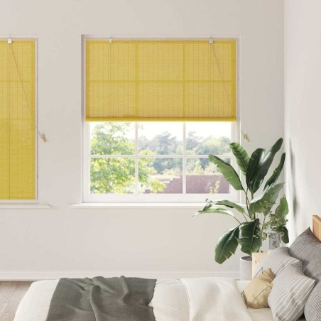 Store enrouleur avec des rideaux Jaune 140 x 160 cm Bambou 528667528667