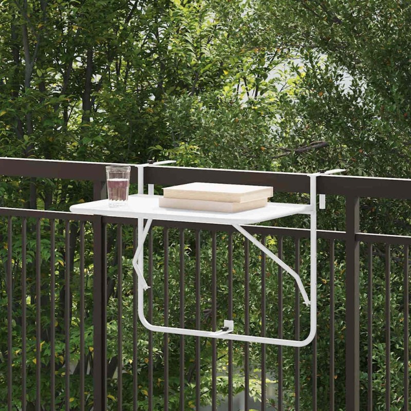 Table Suspendue de Balcon Blanc 60 x 39 x 65 cm Acier 528691528691