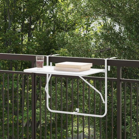 Table Suspendue de Balcon Blanc 60 x 39 x 65 cm Acier 528691528691
