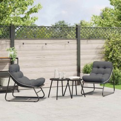 Mobilier de jardin avec coussin 2 pcs Noir 60,5 x 81 x 71 cm 528696528696