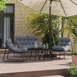 Mobilier de jardin 3 pcs Noir Acier enduit de poudre 528698528698