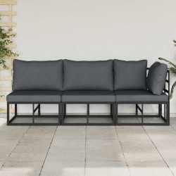 Mobilier de jardin 3 Pièce Noir et anthracite Métal 528704528704