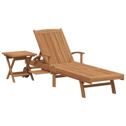Chaise longue avec coussin 2 pcs Marron Bois de teck massif 528710528710