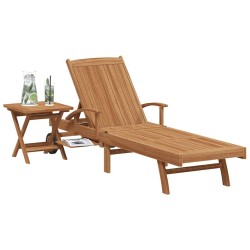 Chaise longue avec coussin 2 pcs Marron Bois de teck massif 528710528710