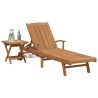 Chaise longue avec coussin 2 pcs Marron Bois de teck massif 528710528710