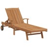 Chaise longue avec coussin 2 pcs Marron Bois de teck massif 528710528710
