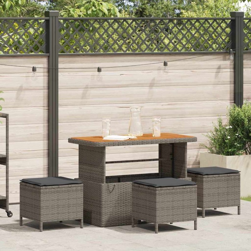 Ensemble de salle à manger pour jardin Gris polyrotin 528720528720
