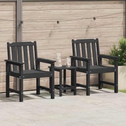 Chaise de jardin. 2 pcs Noir 65,5 x 59 x 88 cm HDPE 528845528845